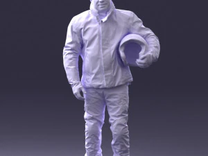 000423 Biker Male Character Holding Helmet 3D Scan 3D Model
