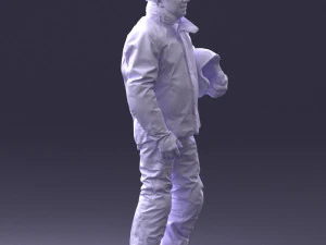 000423 Biker Male Character Holding Helmet 3D Scan 3D Model