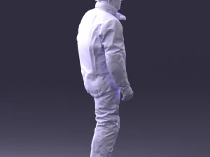 000423 Biker Male Character Holding Helmet 3D Scan 3D Model