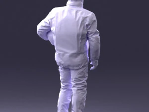 000423 Biker Male Character Holding Helmet 3D Scan 3D Model