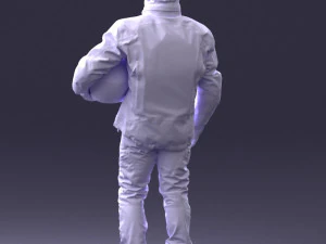 000423 Biker Male Character Holding Helmet 3D Scan 3D Model