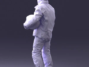 000423 Biker Male Character Holding Helmet 3D Scan 3D Model