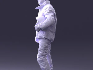 000423 Biker Male Character Holding Helmet 3D Scan 3D Model