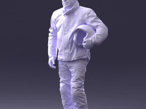 000423 Biker Male Character Holding Helmet 3D Scan 3D Model
