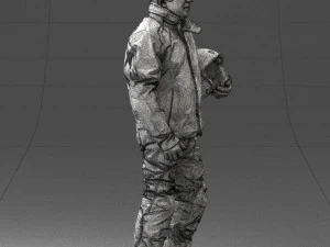 000423 Biker Male Character Holding Helmet 3D Scan 3D Model
