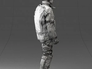 000423 Biker Male Character Holding Helmet 3D Scan 3D Model