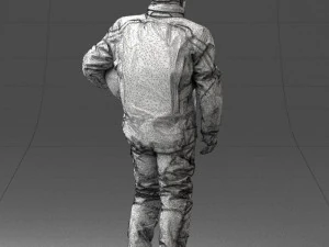 000423 Biker Male Character Holding Helmet 3D Scan 3D Model