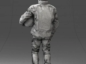 000423 Biker Male Character Holding Helmet 3D Scan 3D Model