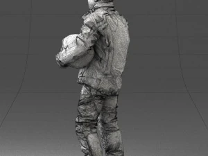000423 Biker Male Character Holding Helmet 3D Scan 3D Model