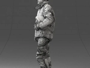 000423 Biker Male Character Holding Helmet 3D Scan 3D Model