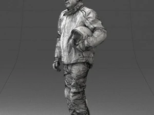 000423 Biker Male Character Holding Helmet 3D Scan 3D Model