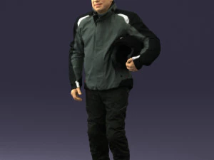 000423 Biker Male Character Holding Helmet 3D Scan 3dp 3D Print Model