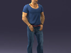 000424 Casual Muscular Male Character Standing Pose 3D Scan 3D Model