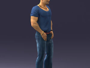 000424 Casual Muscular Male Character Standing Pose 3D Scan 3D Model