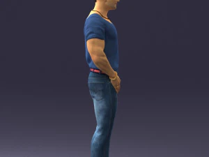000424 Casual Muscular Male Character Standing Pose 3D Scan 3D Model
