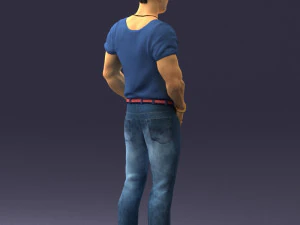 000424 Casual Muscular Male Character Standing Pose 3D Scan 3D Model
