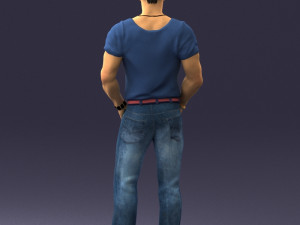man in blue t-shirt 0090 3D Модель