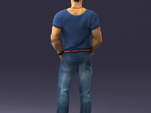000424 Casual Muscular Male Character Standing Pose 3D Scan 3D Model