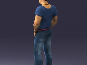 000424 Casual Muscular Male Character Standing Pose 3D Scan 3D Model
