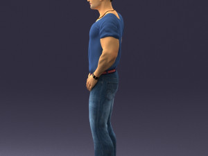 man in blue t-shirt 0090 3D Модель