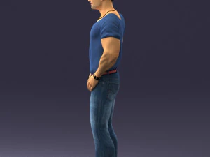 000424 Casual Muscular Male Character Standing Pose 3D Scan 3D Model