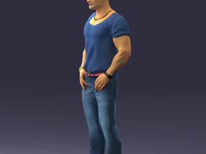 000424 Casual Muscular Male Character Standing Pose 3D Scan 3D Model