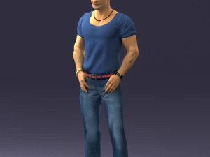 000424 Casual Muscular Male Character Standing Pose 3D Scan 3D Model