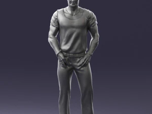 000424 Casual Muscular Male Character Standing Pose 3D Scan 3D Model