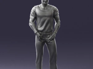 000424 Casual Muscular Male Character Standing Pose 3D Scan 3D Model