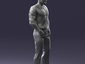 000424 Casual Muscular Male Character Standing Pose 3D Scan 3D Model
