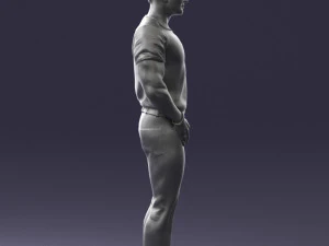 000424 Casual Muscular Male Character Standing Pose 3D Scan 3D Model