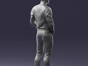 000424 Casual Muscular Male Character Standing Pose 3D Scan 3D Model