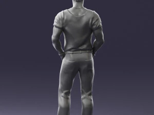 000424 Casual Muscular Male Character Standing Pose 3D Scan 3D Model