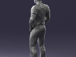 000424 Casual Muscular Male Character Standing Pose 3D Scan 3D Model