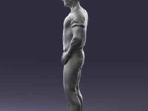 000424 Casual Muscular Male Character Standing Pose 3D Scan 3D Model