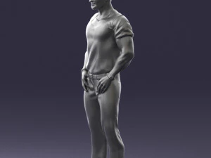 000424 Casual Muscular Male Character Standing Pose 3D Scan 3D Model