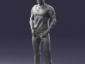 000424 Casual Muscular Male Character Standing Pose 3D Scan 3D Model