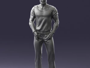 000424 Casual Muscular Male Character Standing Pose 3D Scan 3D Model