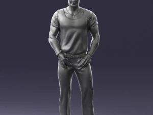 000424 Casual Muscular Male Character Standing Pose 3D Scan 3D Model