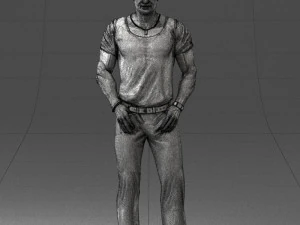 000424 Casual Muscular Male Character Standing Pose 3D Scan 3D Model