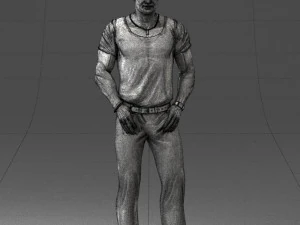 000424 Casual Muscular Male Character Standing Pose 3D Scan 3D Model
