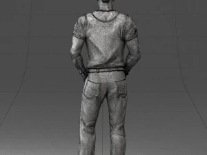 000424 Casual Muscular Male Character Standing Pose 3D Scan 3D Model