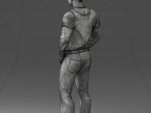 000424 Casual Muscular Male Character Standing Pose 3D Scan 3D Model