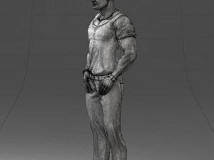 000424 Casual Muscular Male Character Standing Pose 3D Scan 3D Model