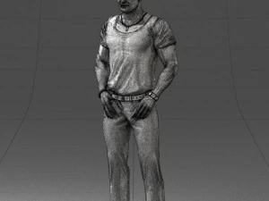 000424 Casual Muscular Male Character Standing Pose 3D Scan 3D Model