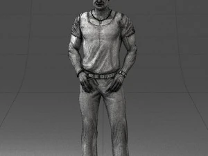 000424 Casual Muscular Male Character Standing Pose 3D Scan 3D Model