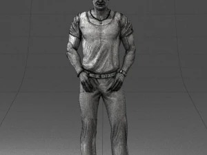 000424 Casual Muscular Male Character Standing Pose 3D Scan 3D Model