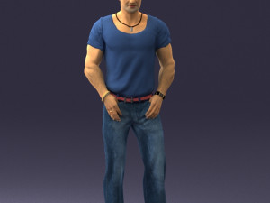 man in blue t-shirt 0090 3d print ready 3D 打印模型