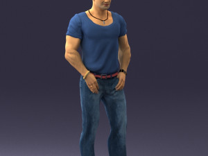 man in blue t-shirt 0090 3d print ready 3D 打印模型