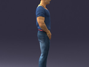 man in blue t-shirt 0090 3d print ready 3D 打印模型